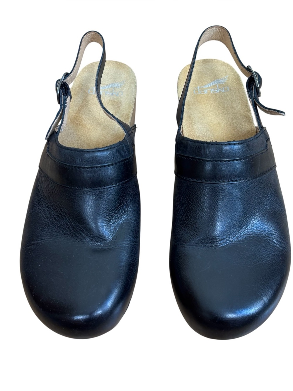 Dansko Tammy Milled Burnished Clog Shoe Size 40 US 9.5-10 Black Leather - Picture 2 of 6